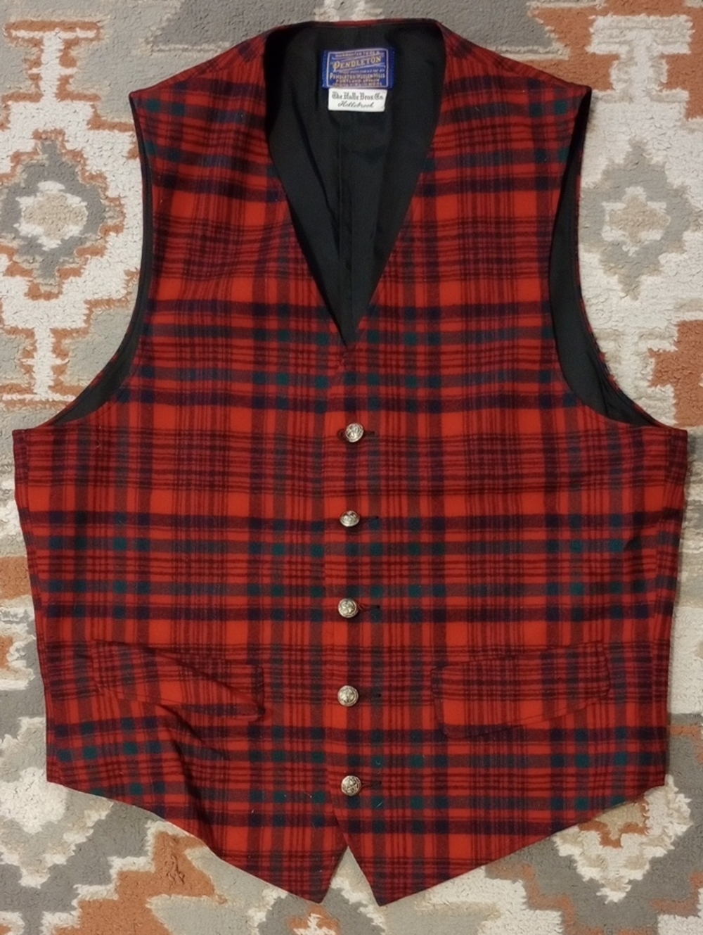 Pendleton Red and Green Tartan Wool Vest
